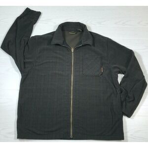 Vintage Timberland Fleece Jacket Men XL Green Plaid Full Zip Weathergear Y2K